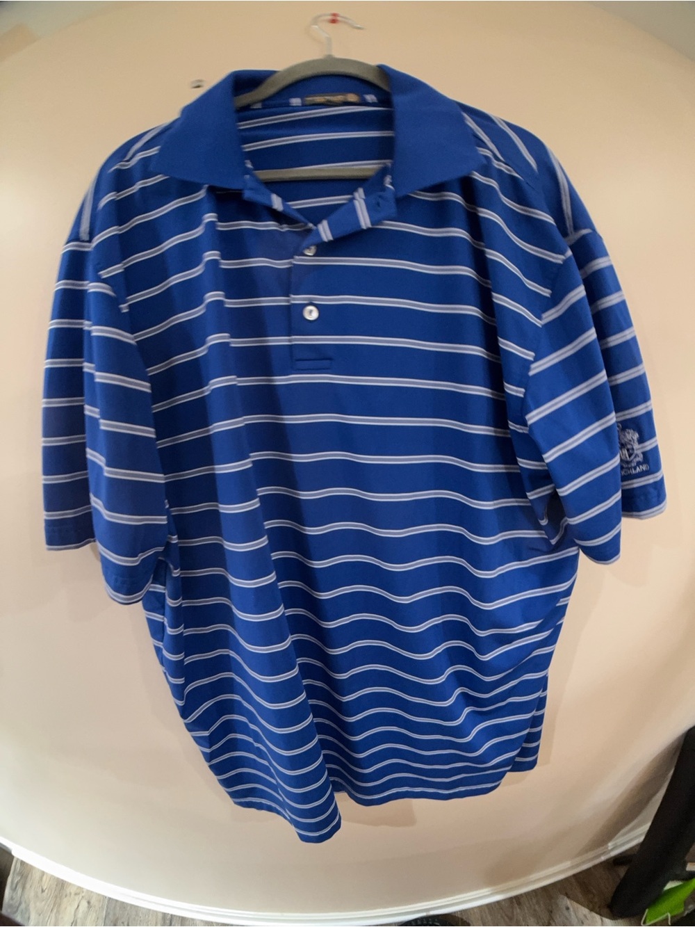 Peter Millar Blue and White Striped Polo